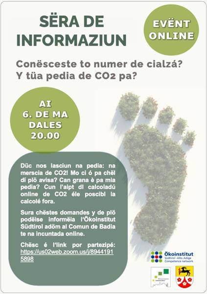 Flyer “Conësceste to numer de cialzá? Y tüa pedia de CO2 pa?”